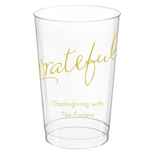 Expressive Script Grateful Clear Plastic Cups